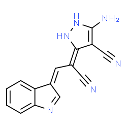 ChemSpider 2D Image | (3E)-5-Amino-3-[(2Z)-1-cyano-2-(3H-indol-3-ylidene)ethylidene]-2,3-dihydro-1H-pyrazole-4-carbonitrile | C15H10N6