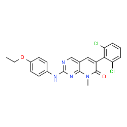ChemSpider 2D Image | 6-(2,6-Dichlorophenyl)-2-[(4-ethoxyphenyl)amino]-8-methylpyrido[2,3-d]pyrimidin-7(8H)-one | C22H18Cl2N4O2