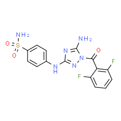 ChemSpider 2D Image | 4-{[5-AMINO-1-(2,6-DIFLUOROBENZOYL)-1,2,4-TRIAZOL-3-YL]AMINO}BENZENESULFONAMIDE | C15H12F2N6O3S