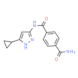 ChemSpider 2D Image | N-(5-Cyclopropyl-1H-pyrazol-3-yl)terephthalamide | C14H14N4O2