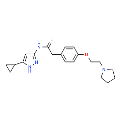 ChemSpider 2D Image | N-(3-Cyclopropyl-1h-Pyrazol-5-Yl)-2-[4-(2-Pyrrolidin-1-Ylethoxy)phenyl]acetamide | C20H26N4O2