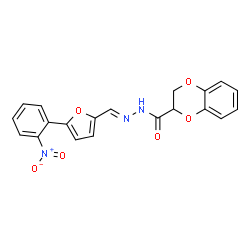 ChemSpider 2D Image | N-[[5-(2-nitrophenyl)-2-furanyl]methylideneamino]-2,3-dihydro-1,4-benzodioxin-3-carboxamide | C20H15N3O6