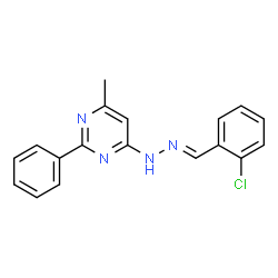 ChemSpider 2D Image | 4-[(2E)-2-(2-Chlorobenzylidene)hydrazino]-6-methyl-2-phenylpyrimidine | C18H15ClN4