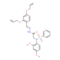 ChemSpider 2D Image | N-(2-{(2E)-2-[2,4-Bis(allyloxy)benzylidene]hydrazino}-2-oxoethyl)-N-(2,4-dimethoxyphenyl)benzenesulfonamide | C29H31N3O7S