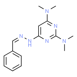 ChemSpider 2D Image | 6-[(2Z)-2-Benzylidenehydrazino]-N,N,N',N'-tetramethyl-2,4-pyrimidinediamine | C15H20N6