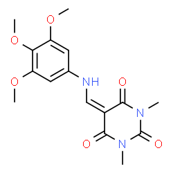 ChemSpider 2D Image | 1,3-Dimethyl-5-{[(3,4,5-trimethoxyphenyl)amino]methylene}-2,4,6(1H,3H,5H)-pyrimidinetrione | C16H19N3O6