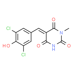 ChemSpider 2D Image | (5E)-5-(3,5-Dichloro-4-hydroxybenzylidene)-1-methyl-2,4,6(1H,3H,5H)-pyrimidinetrione | C12H8Cl2N2O4