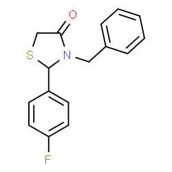 ChemSpider 2D Image | 3-Benzyl-2-(4-fluorophenyl)-1,3-thiazolidin-4-one | C16H14FNOS