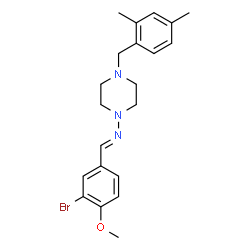 ChemSpider 2D Image | (E)-1-(3-Bromo-4-methoxyphenyl)-N-[4-(2,4-dimethylbenzyl)-1-piperazinyl]methanimine | C21H26BrN3O