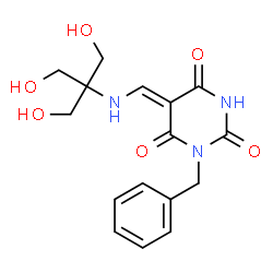ChemSpider 2D Image | (5Z)-1-Benzyl-5-({[1,3-dihydroxy-2-(hydroxymethyl)-2-propanyl]amino}methylene)-2,4,6(1H,3H,5H)-pyrimidinetrione | C16H19N3O6