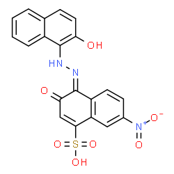ChemSpider 2D Image | (4Z)-4-[(2-Hydroxy-1-naphthyl)hydrazono]-7-nitro-3-oxo-3,4-dihydro-1-naphthalenesulfonic acid | C20H13N3O7S
