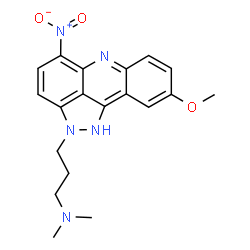 ChemSpider 2D Image | 3-(9-Methoxy-5-nitropyrazolo[3,4,5-kl]acridin-2(1H)-yl)-N,N-dimethyl-1-propanamine | C19H21N5O3