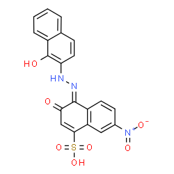 ChemSpider 2D Image | 4-[(1-hydroxy-2-naphthalenyl)hydrazinylidene]-7-nitro-3-oxo-1-naphthalenesulfonic acid | C20H13N3O7S