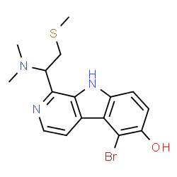 ChemSpider 2D Image | 5-Bromo-1-[1-(dimethylamino)-2-(methylsulfanyl)ethyl]-9H-beta-carbolin-6-ol | C16H18BrN3OS