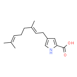 ChemSpider 2D Image | 4-[(2E)-3,7-Dimethyl-2,6-octadien-1-yl]-1H-pyrrole-2-carboxylic acid | C15H21NO2