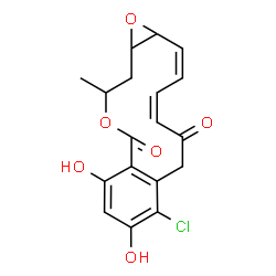 ChemSpider 2D Image | 8-Chloro-1a,14,15,15a-tetrahydro-9,11-dihydroxy-14-methyl-6H-oxireno[e][2]benzoxacyclotetradecin-6,12(7H)-dione | C18H17ClO6