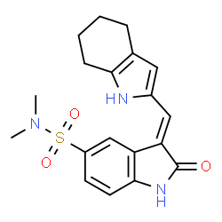ChemSpider 2D Image | (3E)-N,N-Dimethyl-2-oxo-3-(4,5,6,7-tetrahydro-1H-indol-2-ylmethylene)-5-indolinesulfonamide | C19H21N3O3S