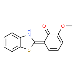 ChemSpider 2D Image | (6E)-6-(1,3-Benzothiazol-2(3H)-ylidene)-2-methoxy-2,4-cyclohexadien-1-one | C14H11NO2S