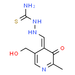 ChemSpider 2D Image | 2-{(E)-[5-(Hydroxymethyl)-2-methyl-3-oxo-4(3H)-pyridinylidene]methyl}hydrazinecarbothioamide | C9H12N4O2S