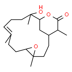 ChemSpider 2D Image | 13-Hydroxy-4,9,13,17-tetramethyl-5,15-dioxatricyclo[12.3.1.0~4,6~]octadec-9-en-16-one | C20H32O4