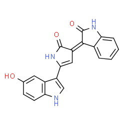 ChemSpider 2D Image | (3Z)-3-[5-(5-Hydroxy-1H-indol-3-yl)-2-oxo-1,2-dihydro-3H-pyrrol-3-ylidene]-1,3-dihydro-2H-indol-2-one | C20H13N3O3