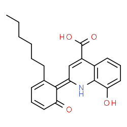 ChemSpider 2D Image | (2Z)-2-(2-Hexyl-6-oxo-2,4-cyclohexadien-1-ylidene)-8-hydroxy-1,2-dihydro-4-quinolinecarboxylic acid | C22H23NO4