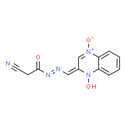 ChemSpider 2D Image | 3-{(E)-[(E)-(1-Hydroxy-4-oxido-2(1H)-quinoxalinylidene)methyl]diazenyl}-3-oxopropanenitrile | C12H9N5O3
