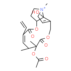 ChemSpider 2D Image | 8-Hydroxy-4-methyl-11,16-dioxo-14,21-didehydrosenecionan-4-ium-12-yl acetate | C21H28NO7