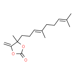 ChemSpider 2D Image | 4-[(3E)-4,8-Dimethyl-3,7-nonadienyl]-4-methyl-5-methylene-1,3-dioxolan-2-one | C16H24O3