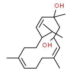 ChemSpider 2D Image | (4Z,8Z,13Z)-12-Isopropyl-1,5,9-trimethyl-4,8,13-cyclotetradecatriene-1,3-diol | C20H34O2