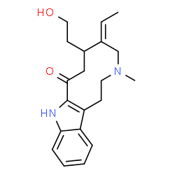 ChemSpider 2D Image | (5Z)-5-Ethylidene-6-(2-hydroxyethyl)-3-methyl-1,2,3,4,5,6,7,9-octahydro-8H-azecino[5,4-b]indol-8-one  | C20H26N2O2