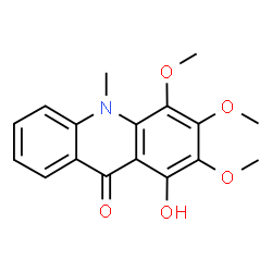 ChemSpider 2D Image | 1-Hydroxy-2,3,4-trimethoxy-10-methyl-9(10H)-acridinone | C17H17NO5