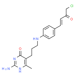ChemSpider 2D Image | 2-Amino-5-[3-({4-[(1E)-4-chloro-3-oxo-1-buten-1-yl]phenyl}amino)propyl]-6-methyl-4(1H)-pyrimidinone | C18H21ClN4O2