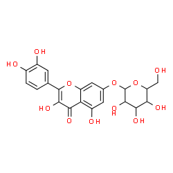 ChemSpider 2D Image | 2-(3,4-Dihydroxyphenyl)-3,5-dihydroxy-4-oxo-4H-chromen-7-yl hexopyranoside | C21H20O12