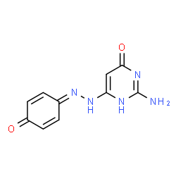 ChemSpider 2D Image | 2-Amino-6-[2-(4-oxo-2,5-cyclohexadien-1-ylidene)hydrazino]-4(1H)-pyrimidinone | C10H9N5O2