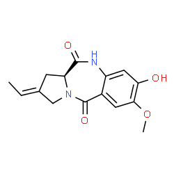 ChemSpider 2D Image | (2E,11aS)-2-Ethylidene-8-hydroxy-7-methoxy-2,3-dihydro-1H-pyrrolo[2,1-c][1,4]benzodiazepine-5,11(10H,11aH)-dione | C15H16N2O4