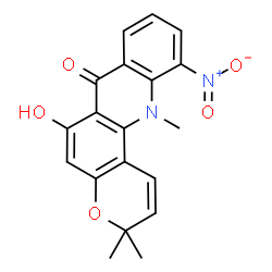 ChemSpider 2D Image | 3,12-Dihydro-6-hydroxy-3,3,12-trimethyl-11-nitro-7H-pyrano(2,3-c)acridin-7-one | C19H16N2O5