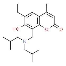 ChemSpider 2D Image | 8-[(Diisobutylamino)methyl]-6-ethyl-7-hydroxy-4-methyl-2H-chromen-2-one | C21H31NO3