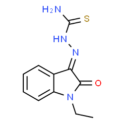 ChemSpider 2D Image | (2E)-2-(1-Ethyl-2-oxo-1,2-dihydro-3H-indol-3-ylidene)hydrazinecarbothioamide | C11H12N4OS
