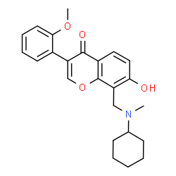 ChemSpider 2D Image | 8-{[Cyclohexyl(methyl)amino]methyl}-7-hydroxy-3-(2-methoxyphenyl)-4H-chromen-4-one | C24H27NO4