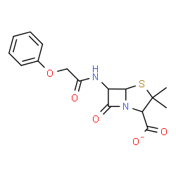 ChemSpider 2D Image | 3,3-Dimethyl-7-oxo-6-[(phenoxyacetyl)amino]-4-thia-1-azabicyclo[3.2.0]heptane-2-carboxylate | C16H17N2O5S