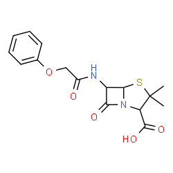ChemSpider 2D Image | 3,3-Dimethyl-7-oxo-6-[(phenoxyacetyl)amino]-4-thia-1-azabicyclo[3.2.0]heptane-2-carboxylic acid | C16H18N2O5S