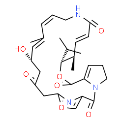 ChemSpider 2D Image | (10R,11R,12E,21S)-21-Hydroxy-10-isopropyl-11,19-dimethyl-9,26-dioxa-3,15,28-triazatricyclo[23.2.1.0~3,7~]octacosa-1(27),6,12,17,19,25(28)-hexaene-2,8,14,23-tetrone | C28H35N3O7