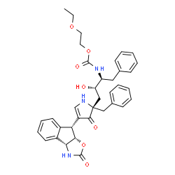 ChemSpider 2D Image | 2-ETHOXYETHYL (2S,3S)-4-((S)-2-BENZYL-3-OXO-4-((3AR,8R,8AS)-2-OXO-3,3A,8,8A-TETRAHYDRO-2H-INDENO[1,2-D]OXAZOL-8-YL)-2,3-DIHYDRO-1H-PYRROL-2-YL)-3-HYDROXY-1-PHENYLBUTAN-2-YLCARBAMATE | C36H39N3O7