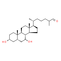 ChemSpider 2D Image | 3alpha,7alpha-dihydroxy-5beta-cholestan-26-al | C27H46O3