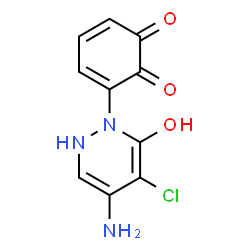 ChemSpider 2D Image | 3-(4-Amino-5-chloro-6-hydroxy-1(2H)-pyridazinyl)-1,2-benzoquinone | C10H8ClN3O3