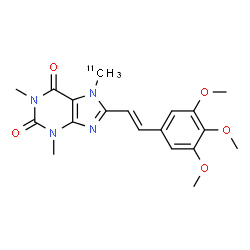 ChemSpider 2D Image | 1,3-Dimethyl-7-(~11~C)methyl-8-[(E)-2-(3,4,5-trimethoxyphenyl)vinyl]-3,7-dihydro-1H-purine-2,6-dione | C1811CH22N4O5