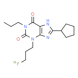 ChemSpider 2D Image | 8-Cyclopentyl-3-[3-(~18~F)fluoropropyl]-1-propyl-3,7-dihydro-1H-purine-2,6-dione | C16H2318FN4O2