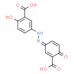 ChemSpider 2D Image | 5-[(2E)-2-(3-Carboxy-4-oxo-2,5-cyclohexadien-1-ylidene)hydrazino]-2-hydroxybenzoic acid | C14H10N2O6