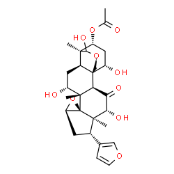 ChemSpider 2D Image | (1S,2R,4R,5R,6S,8R,10S,11S,12R,14R,15R,19S,21R)-6-(3-Furyl)-4,12,16,19-tetrahydroxy-5,11,15-trimethyl-3-oxo-9,17-dioxahexacyclo[13.3.3.0~1,14~.0~2,11~.0~5,10~.0~8,10~]henicos-21-yl acetate | C28H36O10